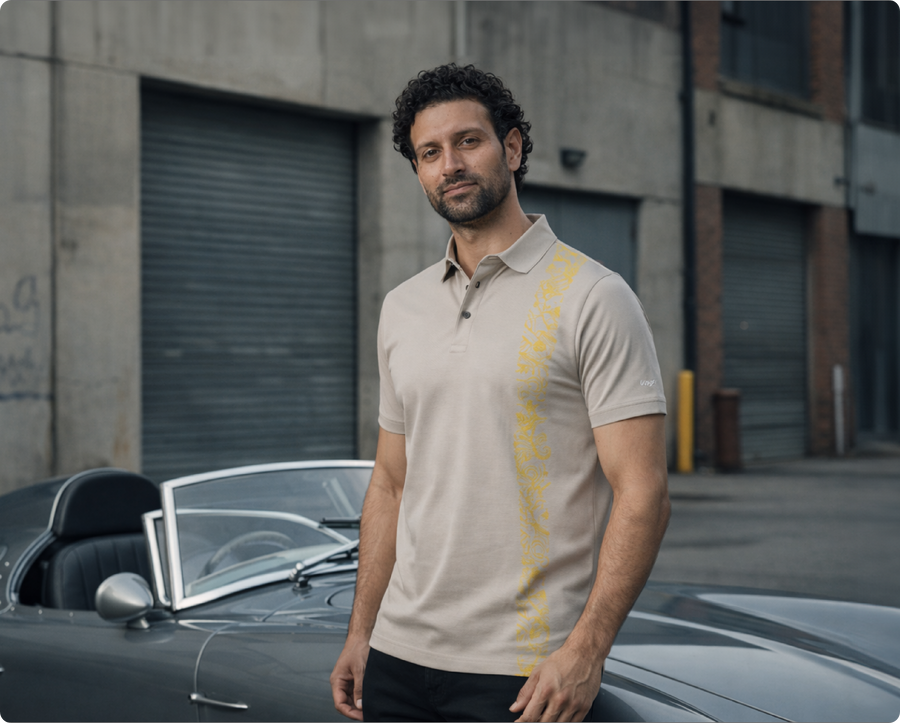 OUTRIDER - Giza Cotton Polo T-Shirt (Beige)